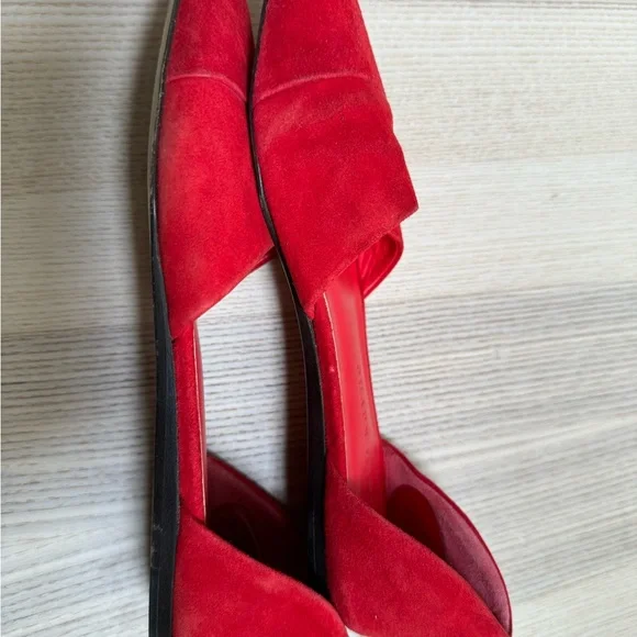 Jenni Kayne Red Suede Loafers with Pointed Toe - Picture 2 of 4